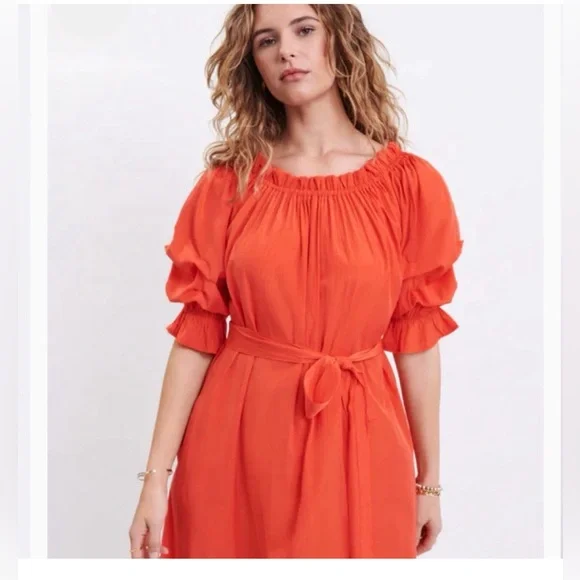 Mersea Tulum Women’s Dress In Sunset Coral/ Orange Size Medium - Picture 3 of 15